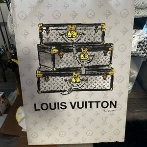 Louis Vuitton Graphic Trunk Stack Poster - White, Black & Yellow